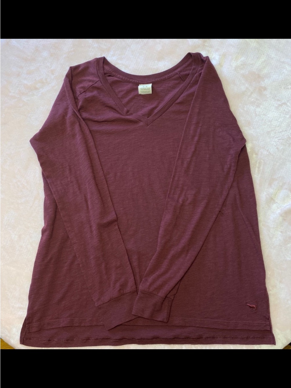Victoria's Secret Long Sleeve V-Neck Top In Wine